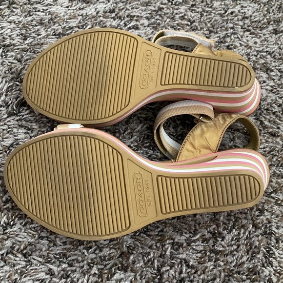 COACH Mylar Stripe Wedge Sandal Platform Heels size 8 1/2 M - Picture 6 of 10